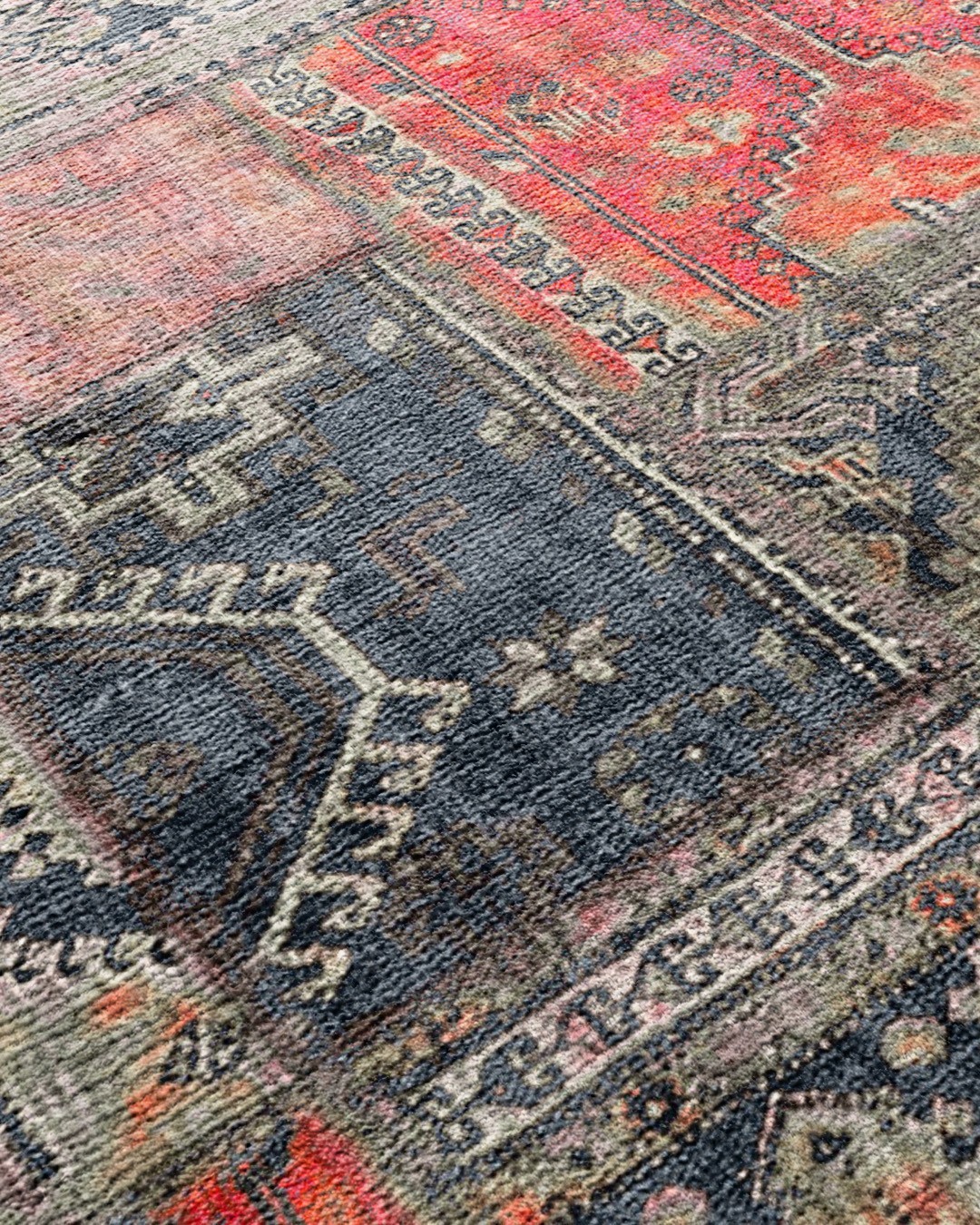 Montis Halı Mensis 27007 Antrasit Turuncu Dokuma Taban Patchwork Halı