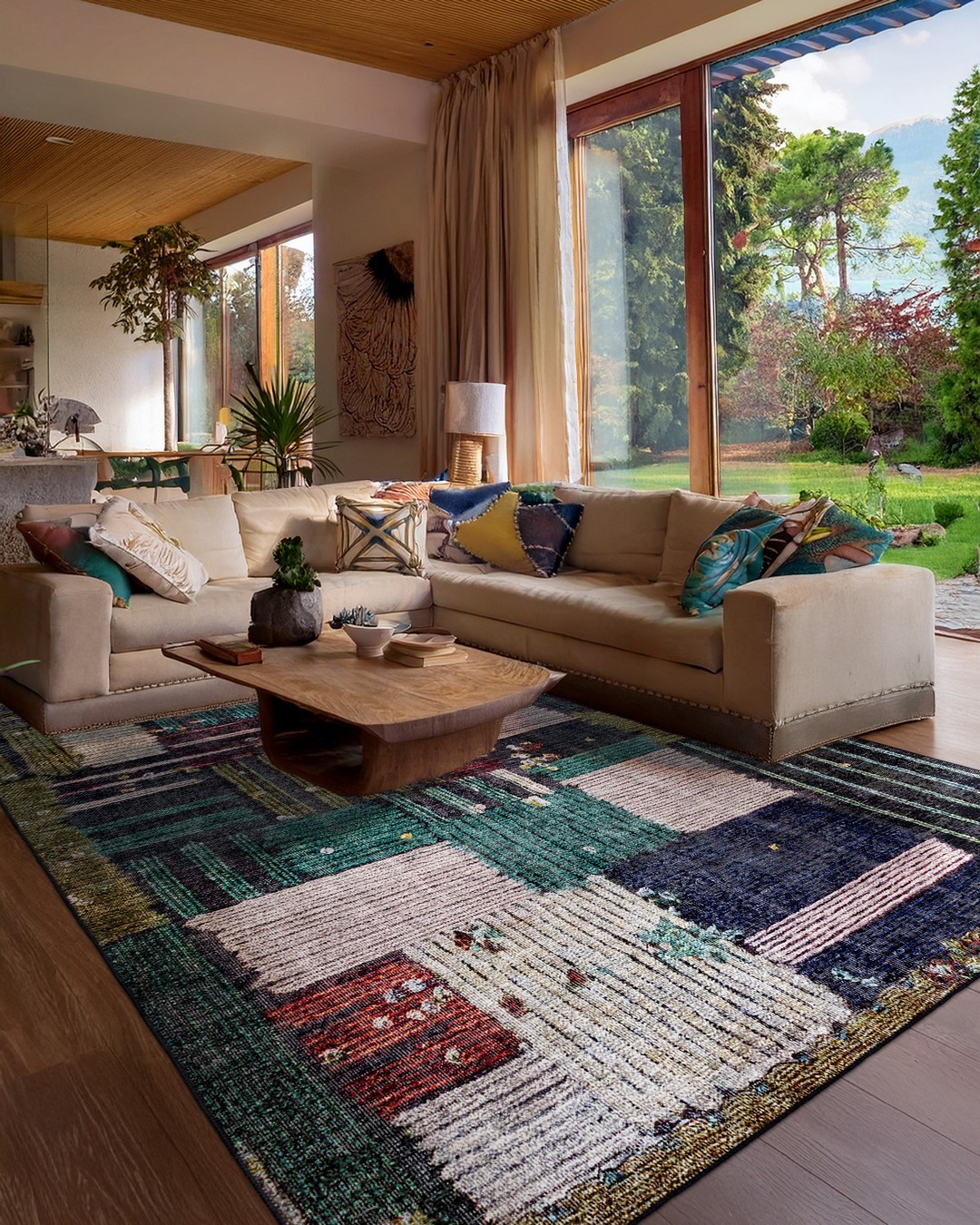 Montis Halı Lilium 14005 Renkli Dokuma Taban Etnik Halı