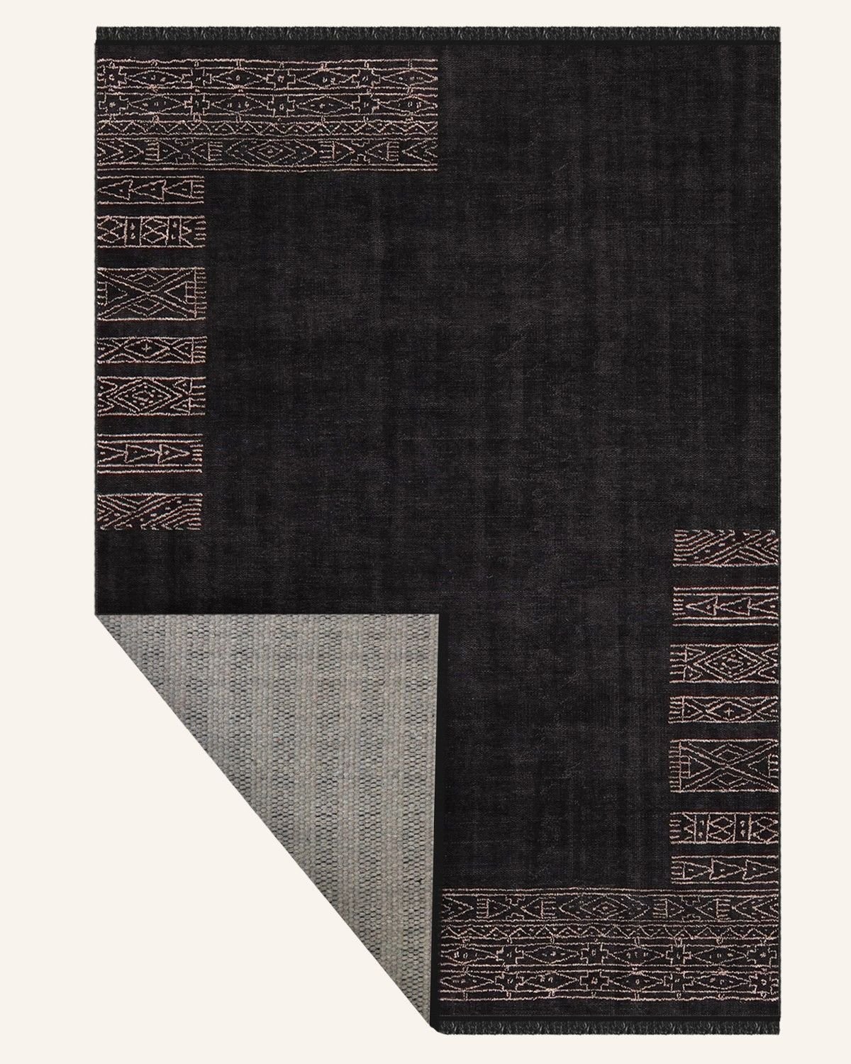 Montis Halı Filum 960063 Siyah Parlak Yumuşak Dokuma Taban Modern Halı