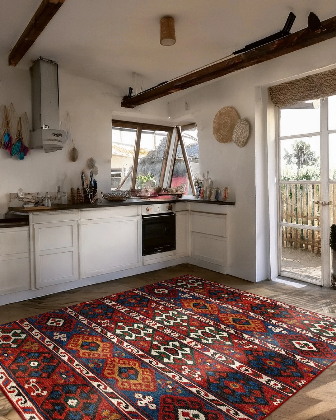 Montis Halı Vivere 35022 Bordo Dokuma Taban Etnik Kilim Halı - NUE2737