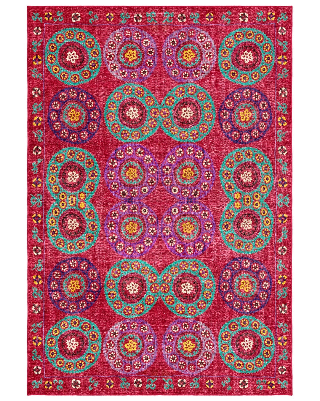 Montis Halı Vivere 35007 Fuşya Dokuma Taban Etnik Kilim Halı
