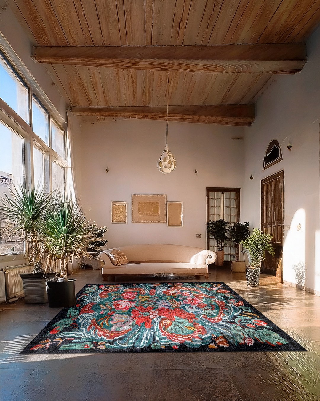 Montis Halı Fides 57006 Çiçekli Dokuma Taban Karabağ Halı