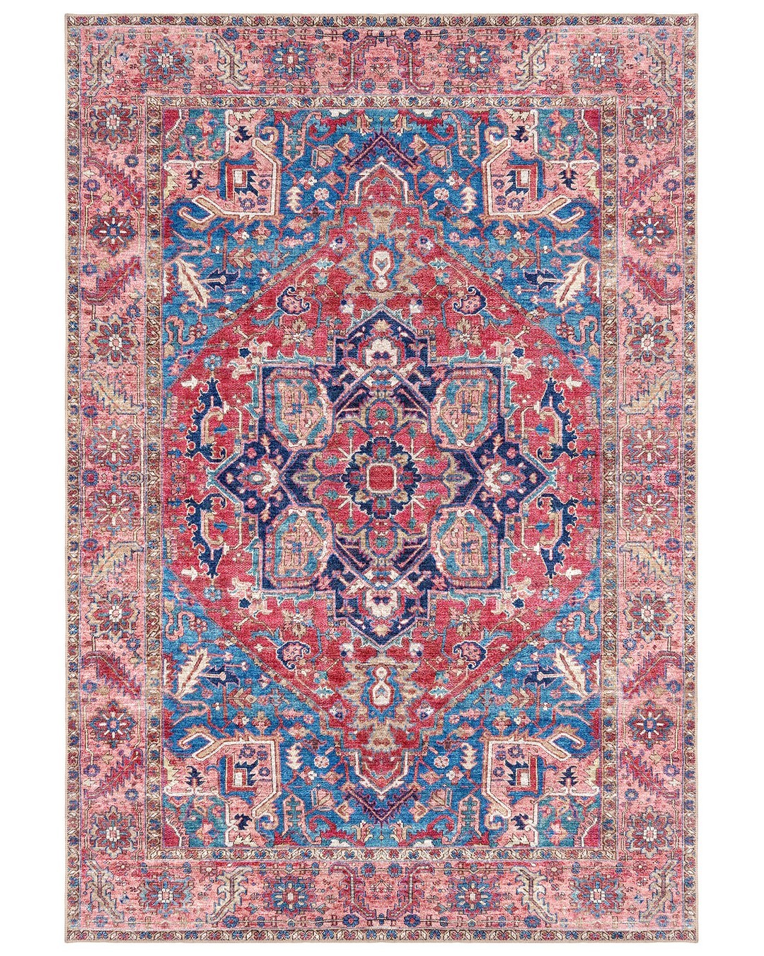 Montis Halı Loci 53003 Mavi Pembe Dokuma Taban Eskitme Halı