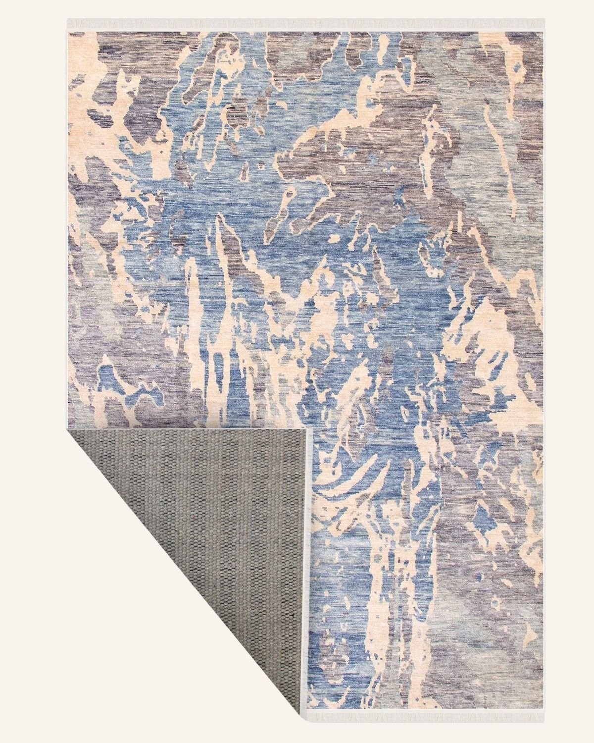 Montis Halı Filum 960065 Gri Mavi Parlak Yumuşak Dokuma Taban Modern Halı