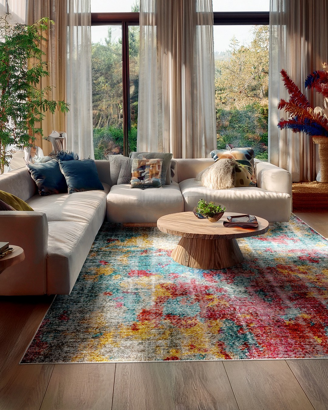 Montis Halı Mores 28017 Dokuma Taban Modern Renkli Halı