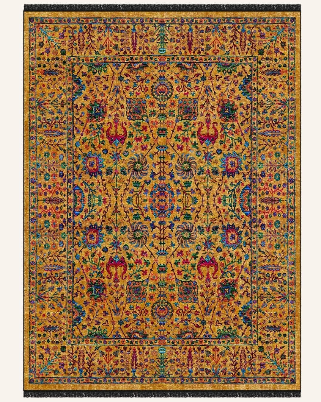 Montis Halı Aurum 454010 Sarı Parlak Yumuşak Dokuma Taban Otantik Halı