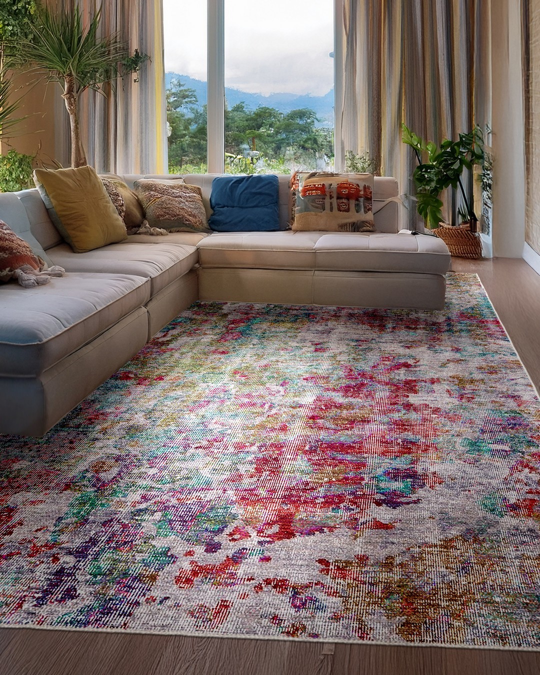 Montis Halı Mores 28023 Dokuma Taban Modern Renkli Halı