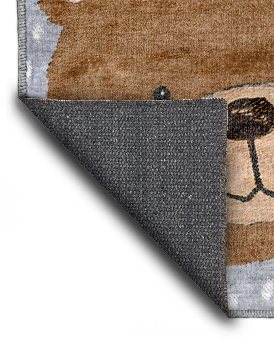 Montis Halı Pueri 101007 Gri Kahverengi Parlak Yumuşak Dokuma Taban Ayıcıklı Çocuk Odası Halısı - NKE4077