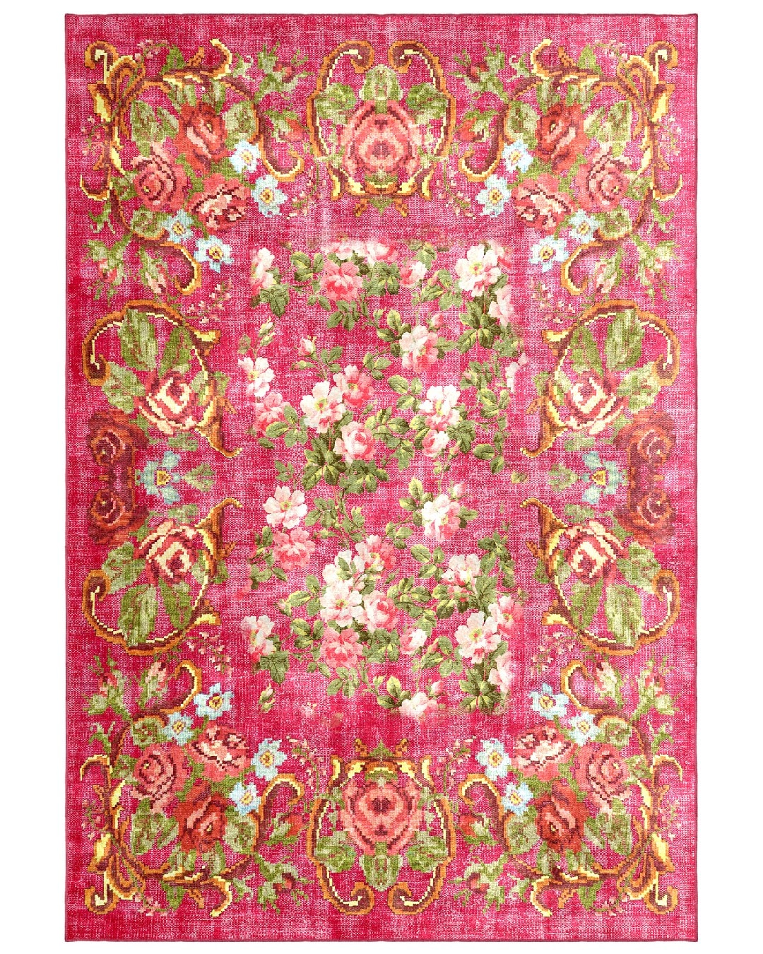 Montis Halı Babilin Antikleri Babylon 704003 Pembe Parlak Yumuşak Dokuma Taban Çiçekli Halı - NKE2400