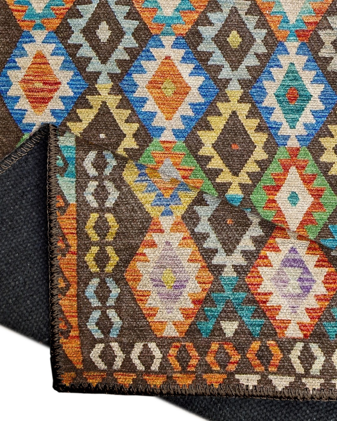 Montis Halı Vivere 35014 Kahverengi Dokuma Taban Etnik Kilim Halı