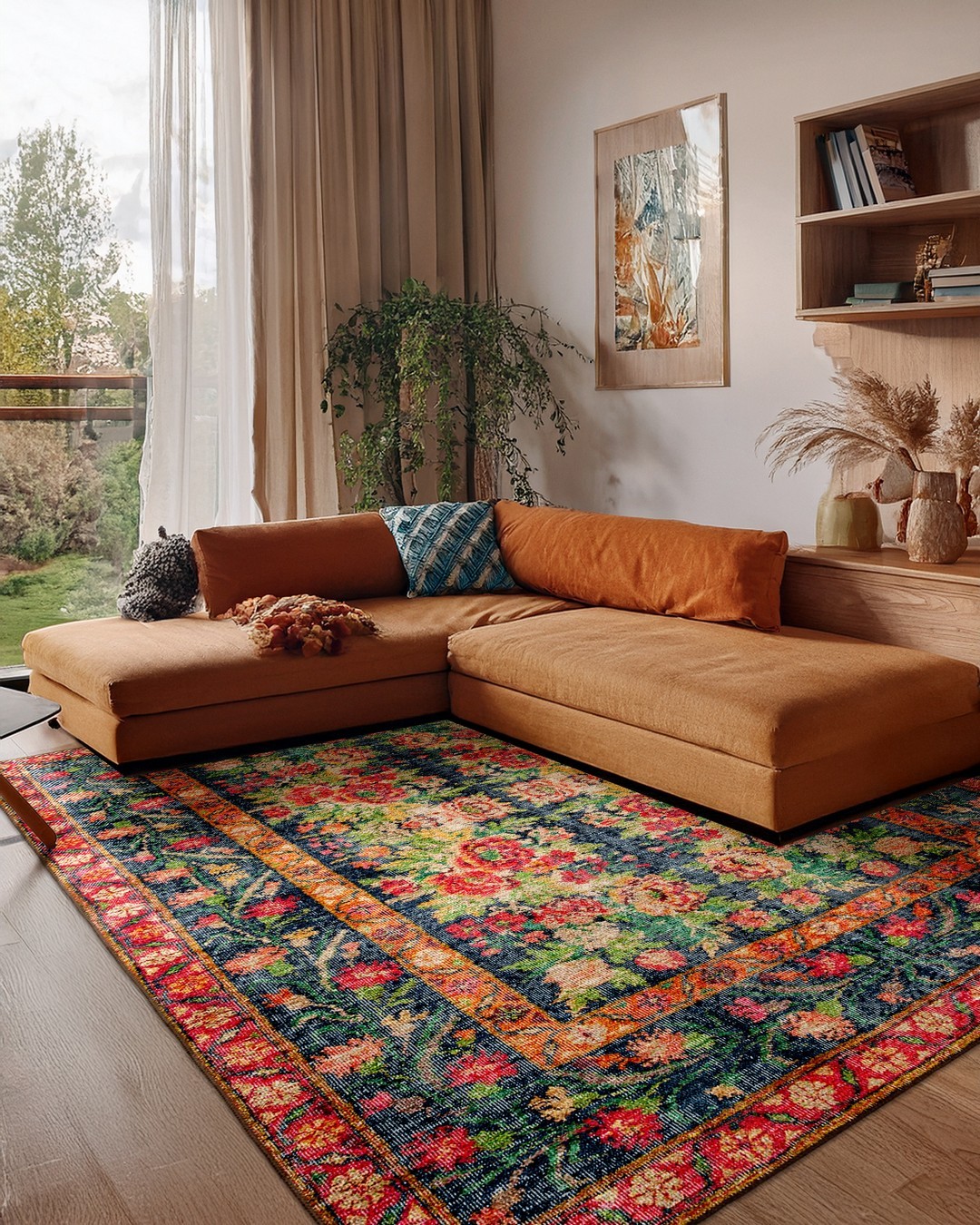 Montis Halı Fides 57009 Çiçekli Dokuma Taban Karabağ Halı