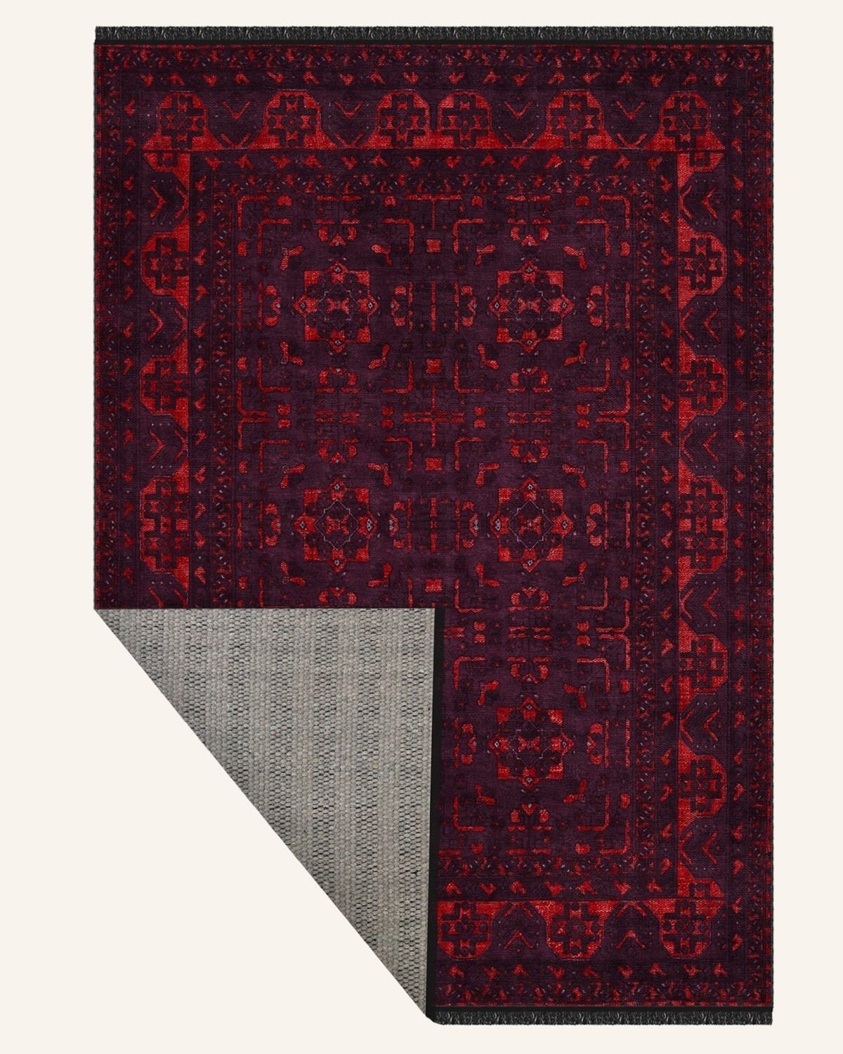 Montis Halı Aurum 454006 Bordo Parlak Yumuşak Dokuma Taban Afgan Halı