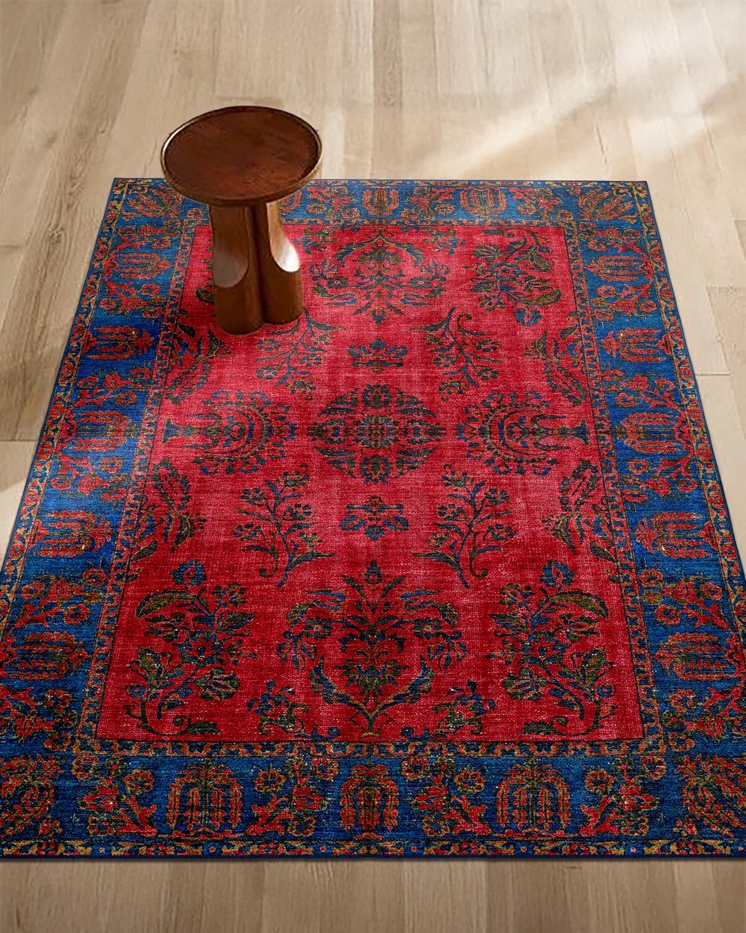Montis Halı Hedera 19006 Mavi Bordo Dokuma Taban Eskitme Halı