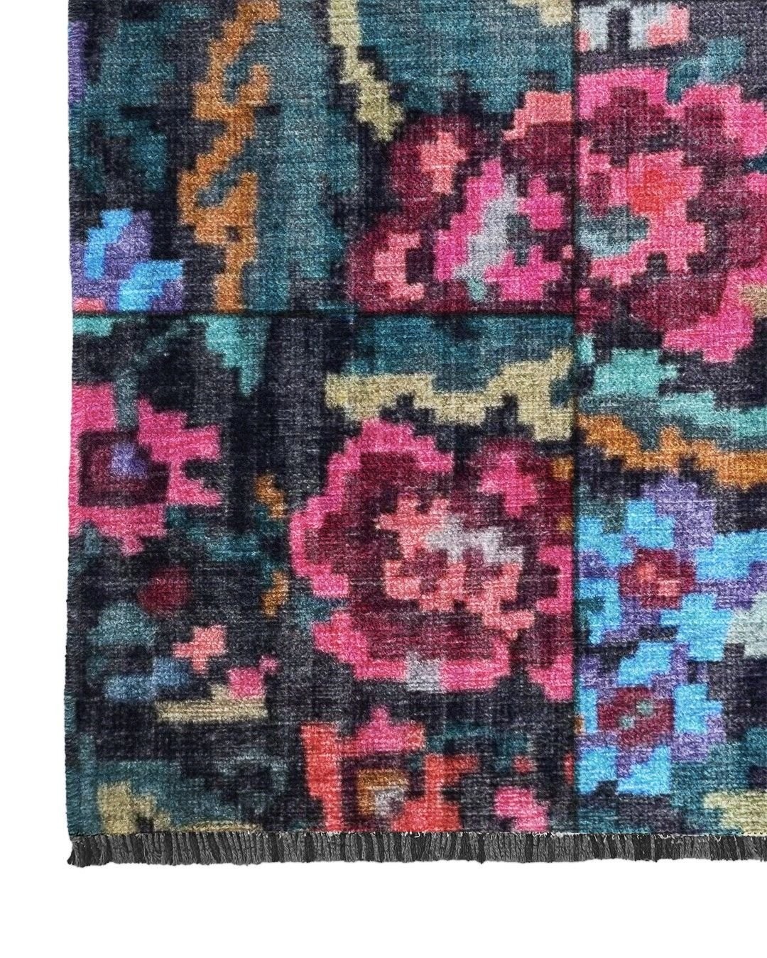 Montis Halı Mensis 27022 Mavi Makine Dokuması Renkli Şönil Patchwork Halı