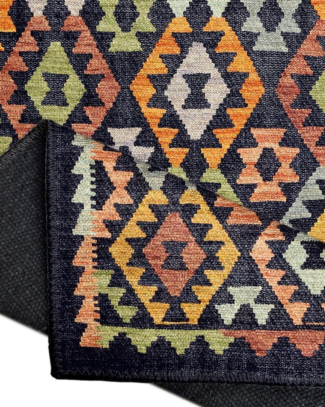 Montis Halı Vivere 35015 Siyah Dokuma Taban Etnik Kilim Halı