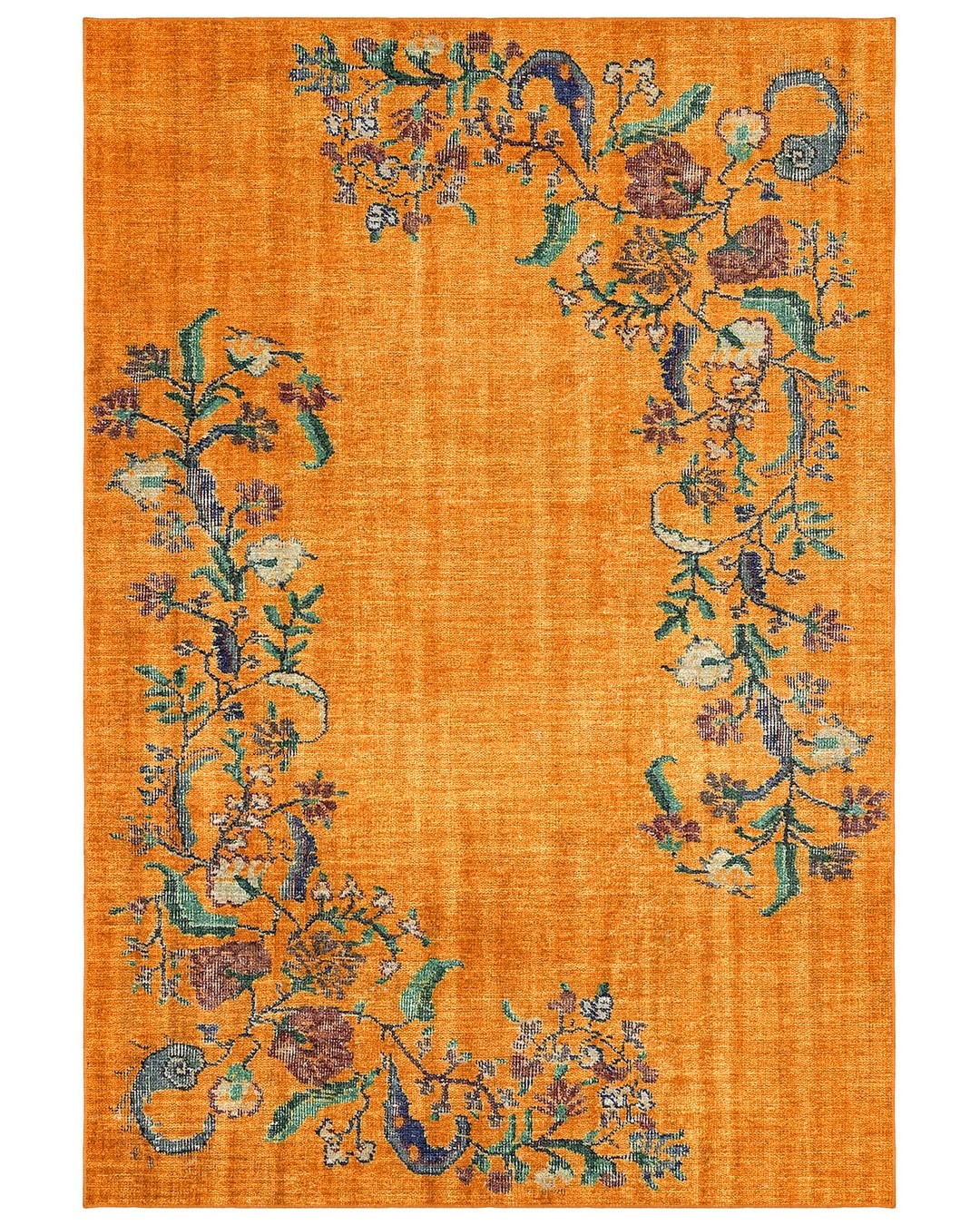 Montis Halı Loci 53018 Sarı Turuncu Dokuma Taban Eskitme Halı