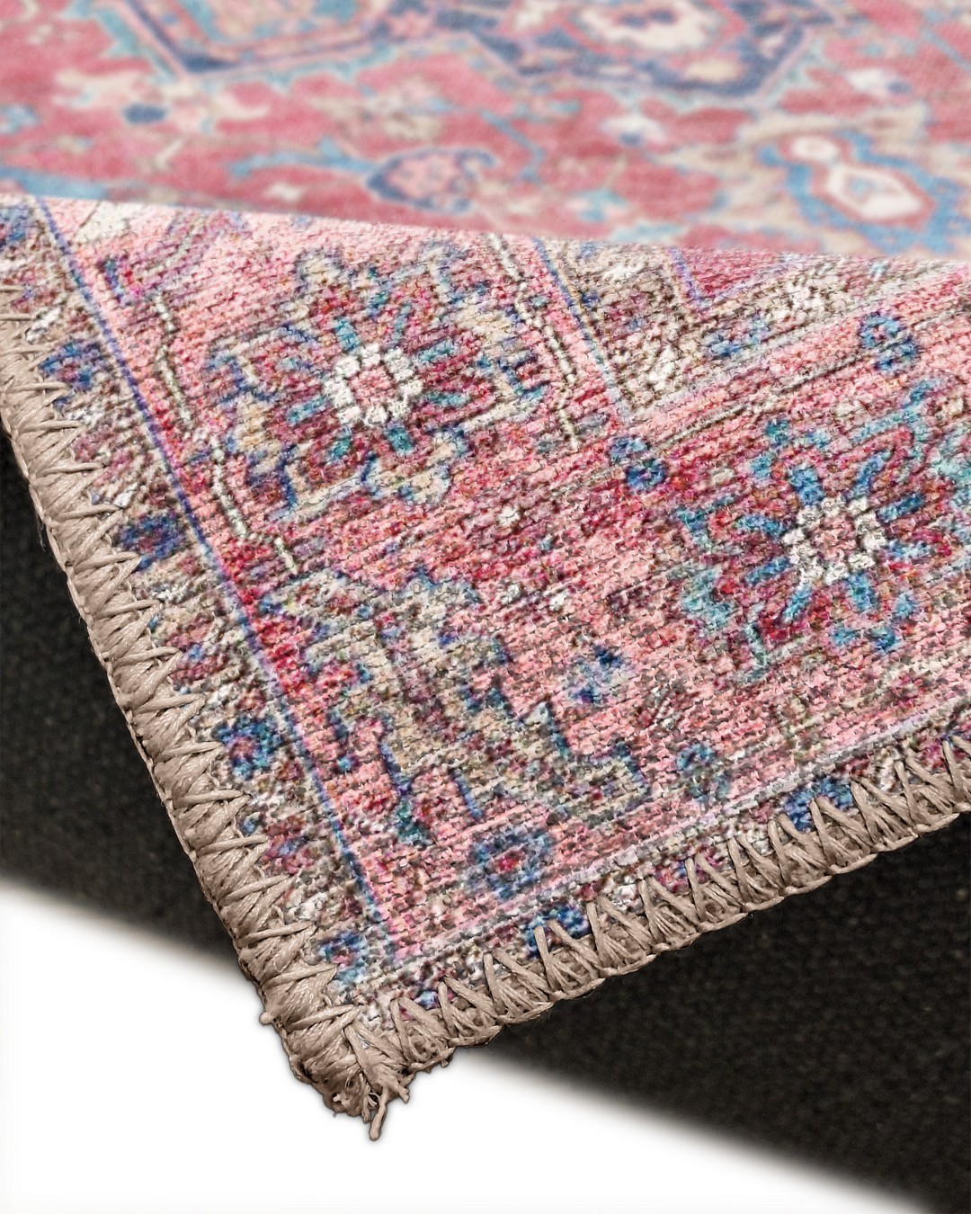 Montis Halı Loci 53003 Mavi Pembe Dokuma Taban Eskitme Halı