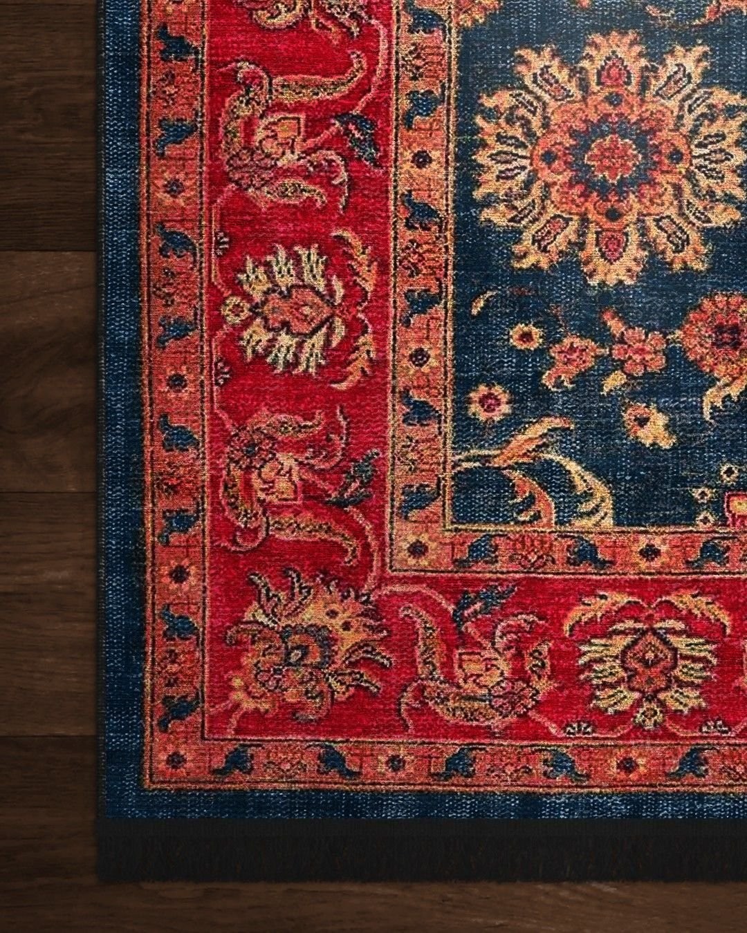 Montis Halı Mirum 711029 Lacivert Bordo Parlak Yumuşak Dokuma Taban Renkli Uşak Halısı