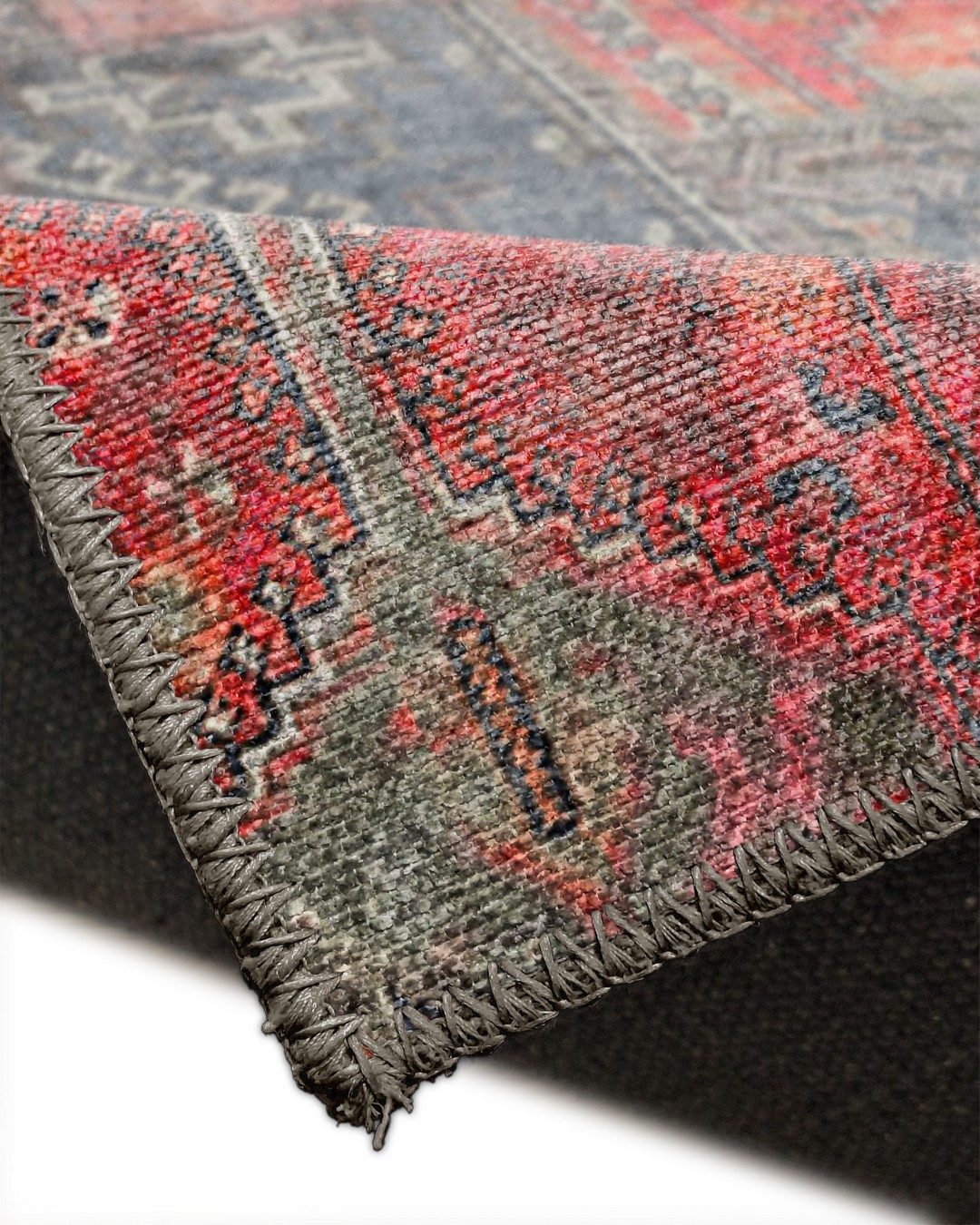Montis Halı Mensis 27007 Antrasit Turuncu Dokuma Taban Patchwork Halı