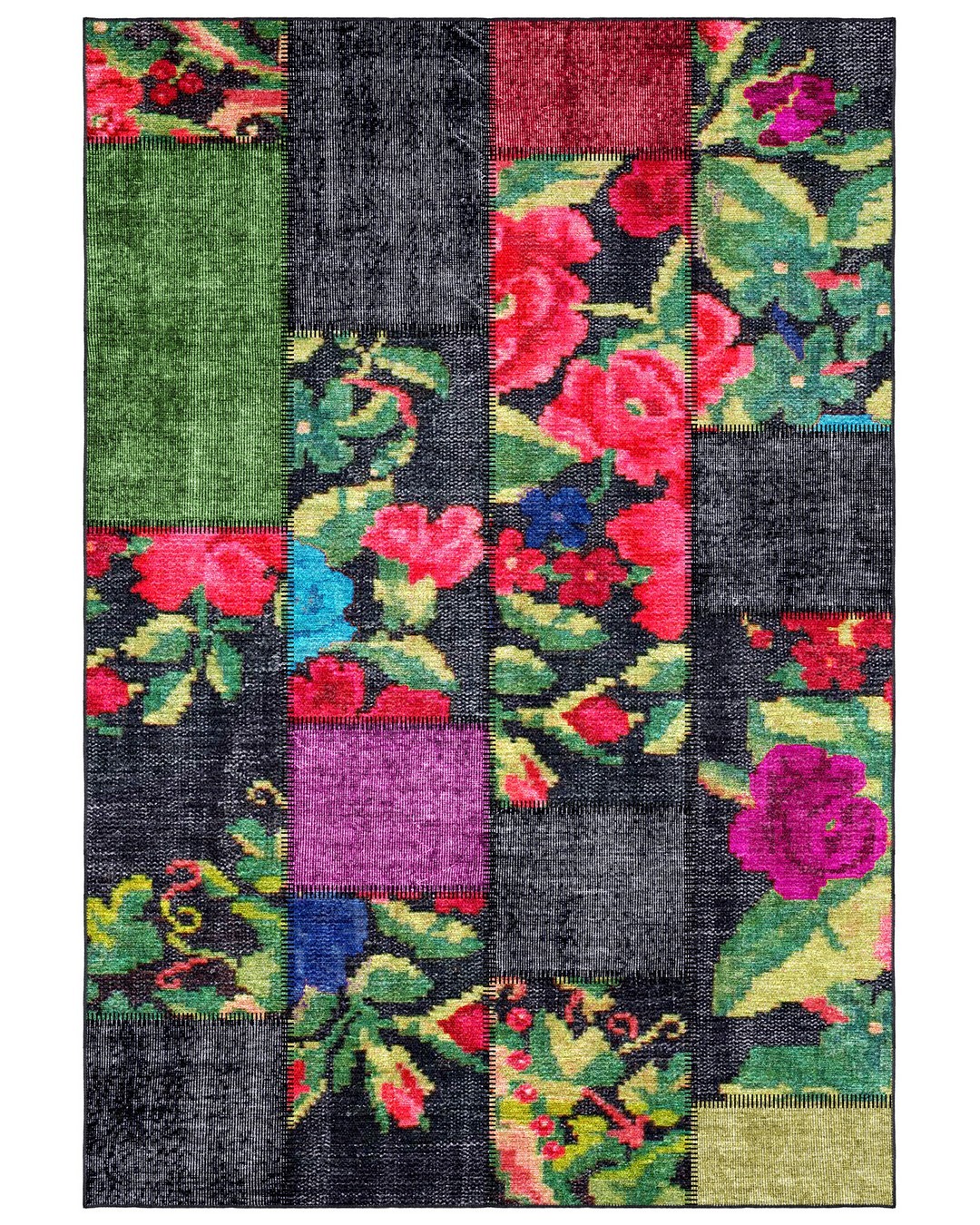 Montis Halı Mensis 27029 Siyah Dokuma Taban Patchwork Halı