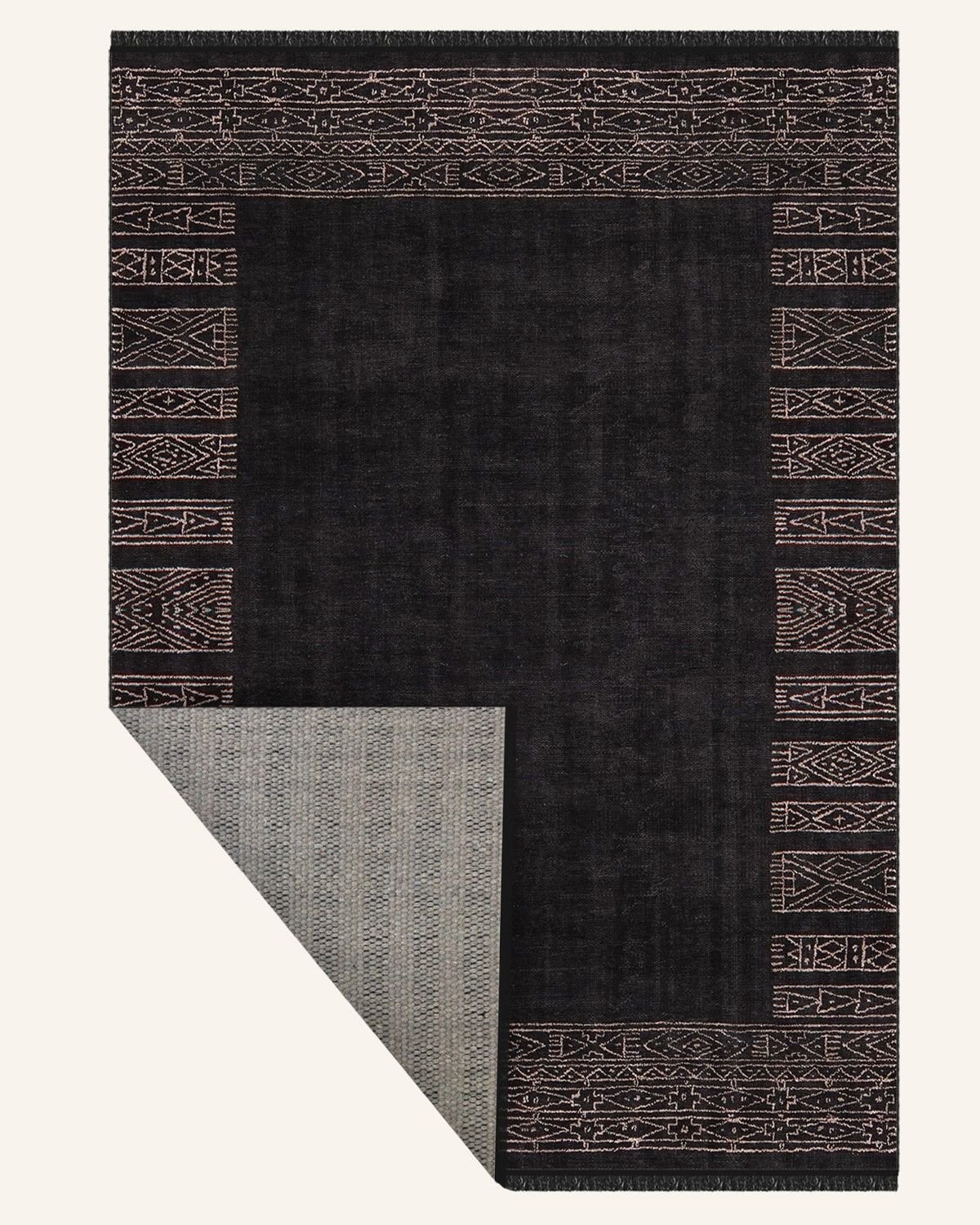 Montis Halı Filum 960062 Siyah Parlak Yumuşak Dokuma Taban Modern Halı