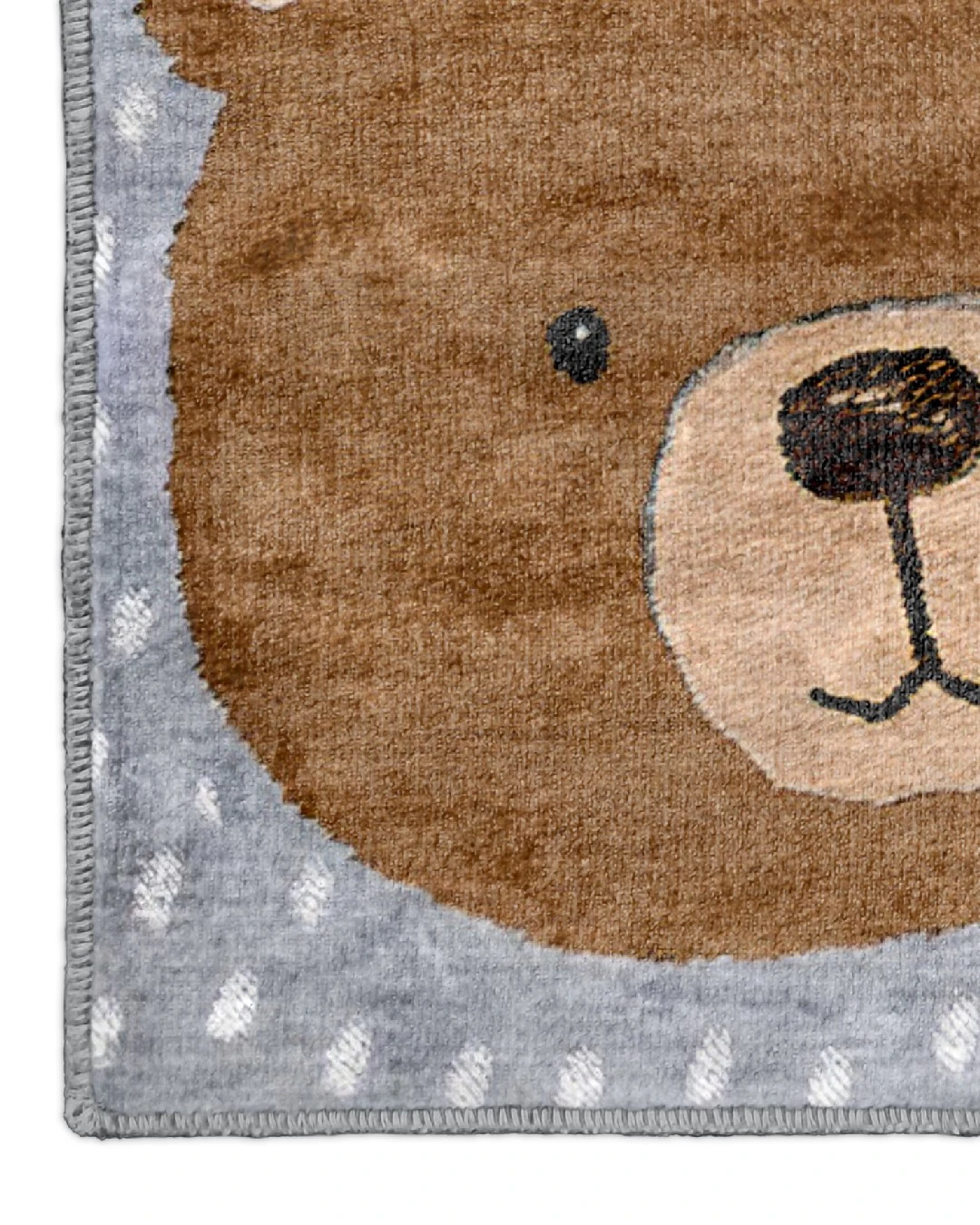 Montis Halı Pueri 101007 Gri Kahverengi Parlak Yumuşak Dokuma Taban Ayıcıklı Çocuk Odası Halısı - NKE4077