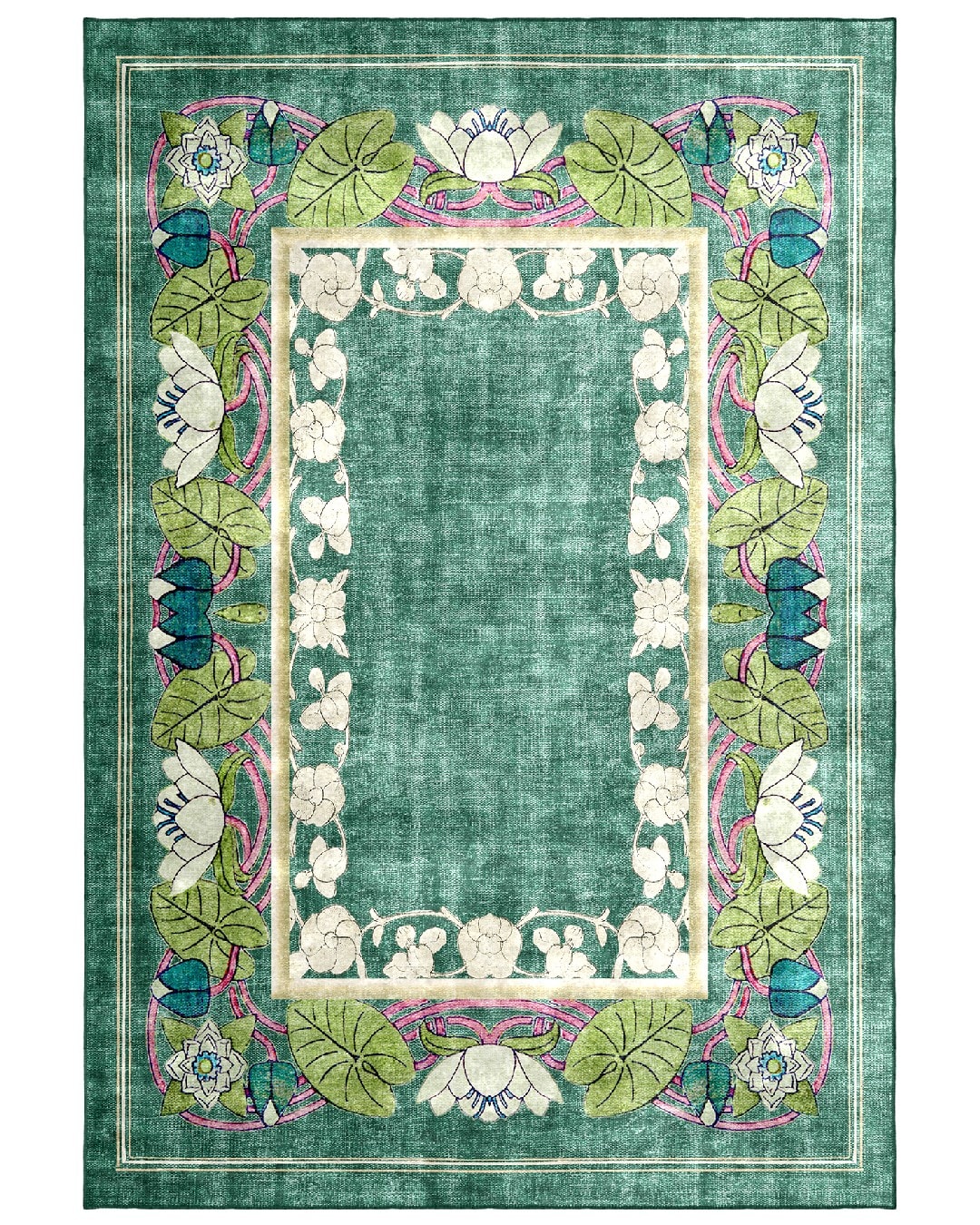 Montis Halı Varia 809012 Yeşil Parlak Yumuşak Dokuma Taban Renkli Retro Karabağ Halı