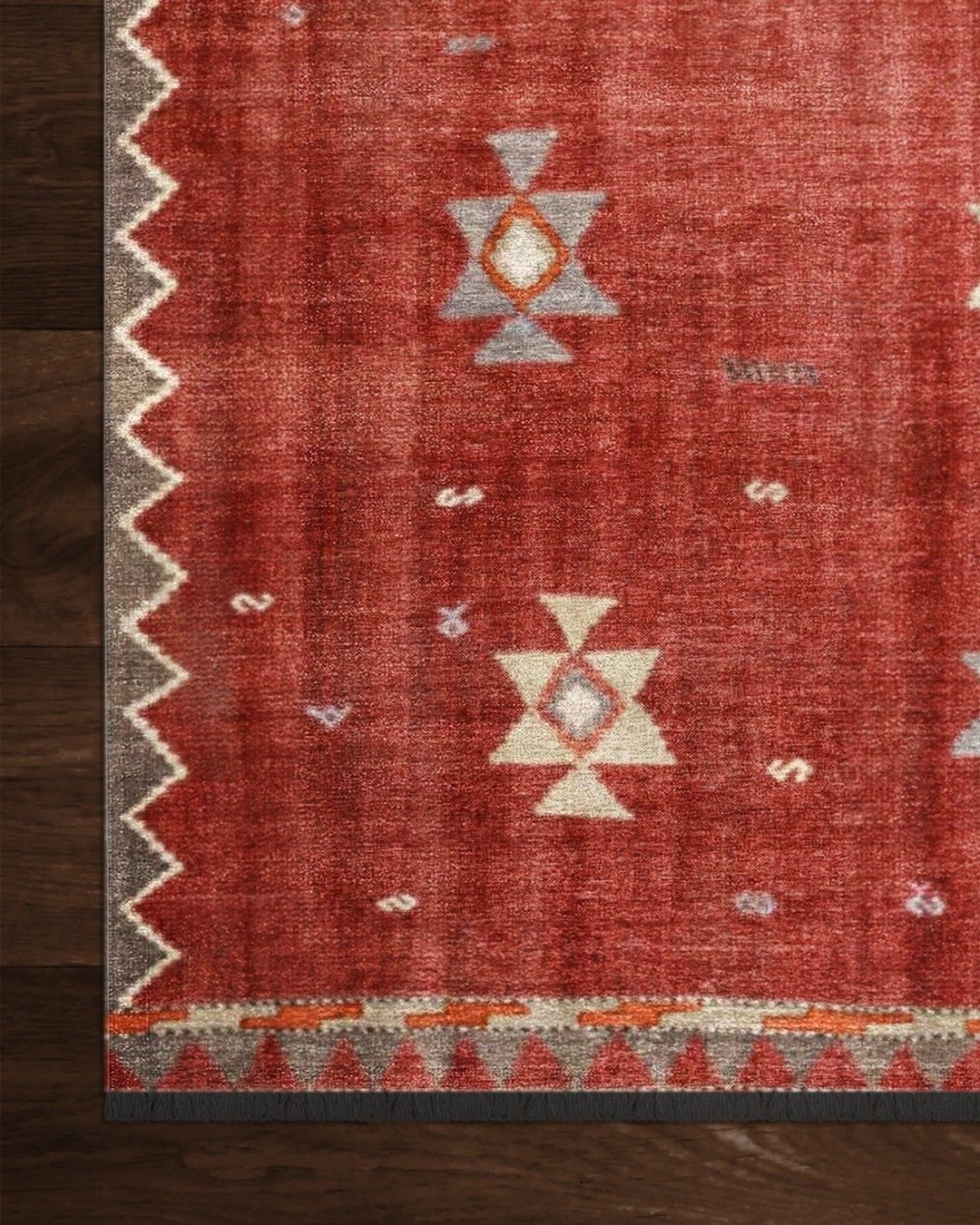 Montis Halı Vivere 35013 Turuncu Şönil Dokuma Renkli Kilim Desenli Makine Halısı