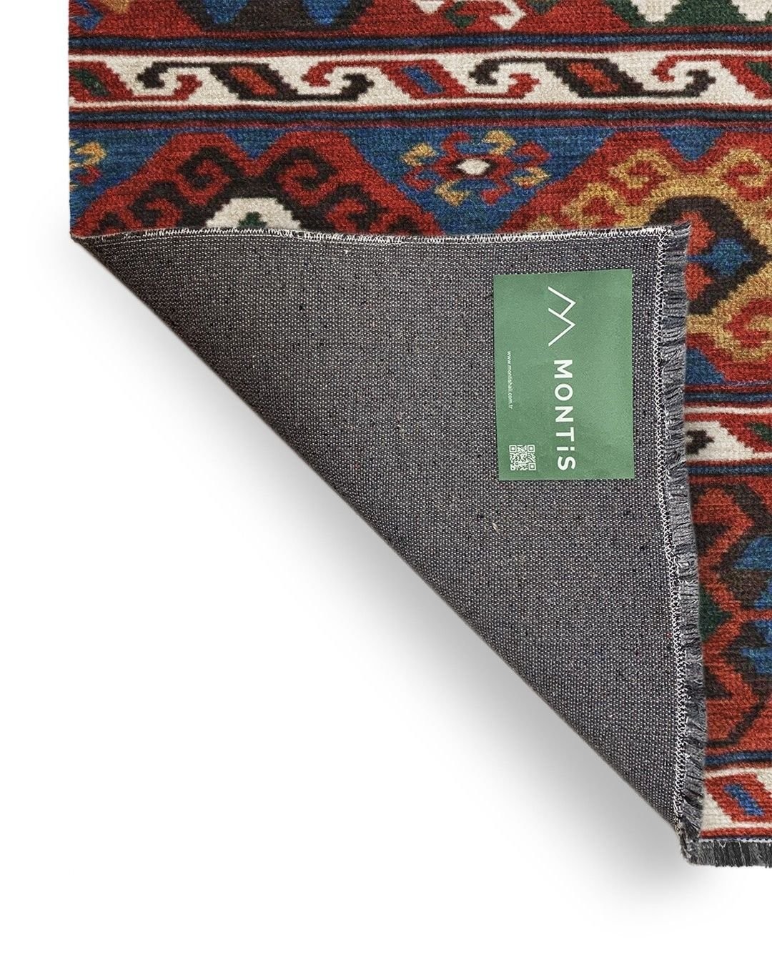 Montis Halı Vivere 35022 Bordo Şönil Dokuma Renkli Kilim Desenli Makine Halısı