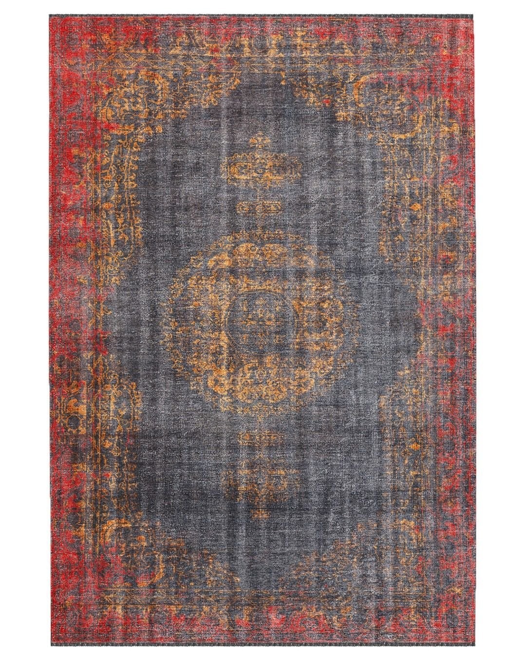 Montis Halı Hedera 19017 Kırmızı Gri Şönil Dokuma Renkli Eskitme Makine Halısı