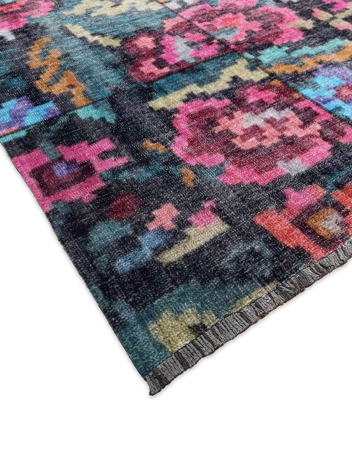 Montis Halı Mensis 27022 Mavi Makine Dokuması Renkli Şönil Patchwork Halı