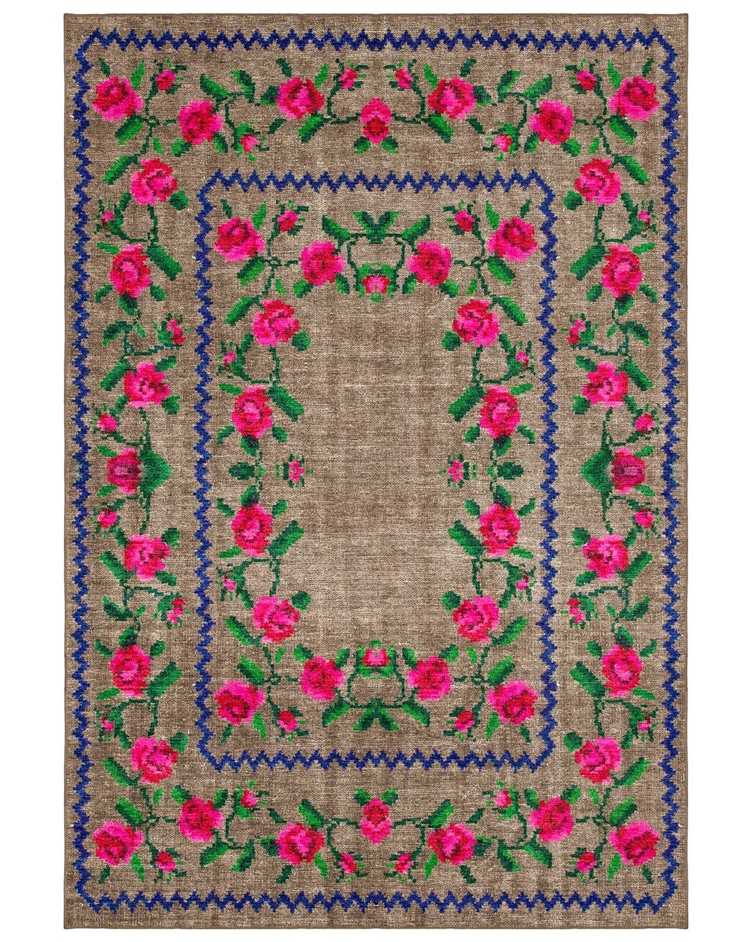 Montis Halı Diem 63004 Kahverengi Renkli Dokuma Taban Karabağ Halı