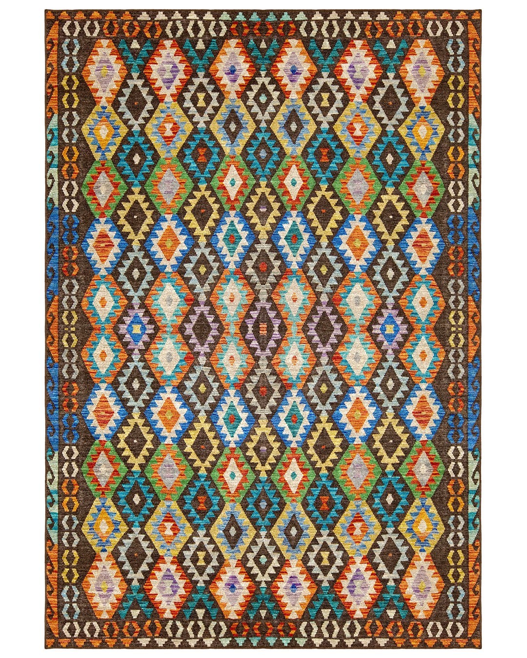 Montis Halı Vivere 35014 Kahverengi Dokuma Taban Etnik Kilim Halı