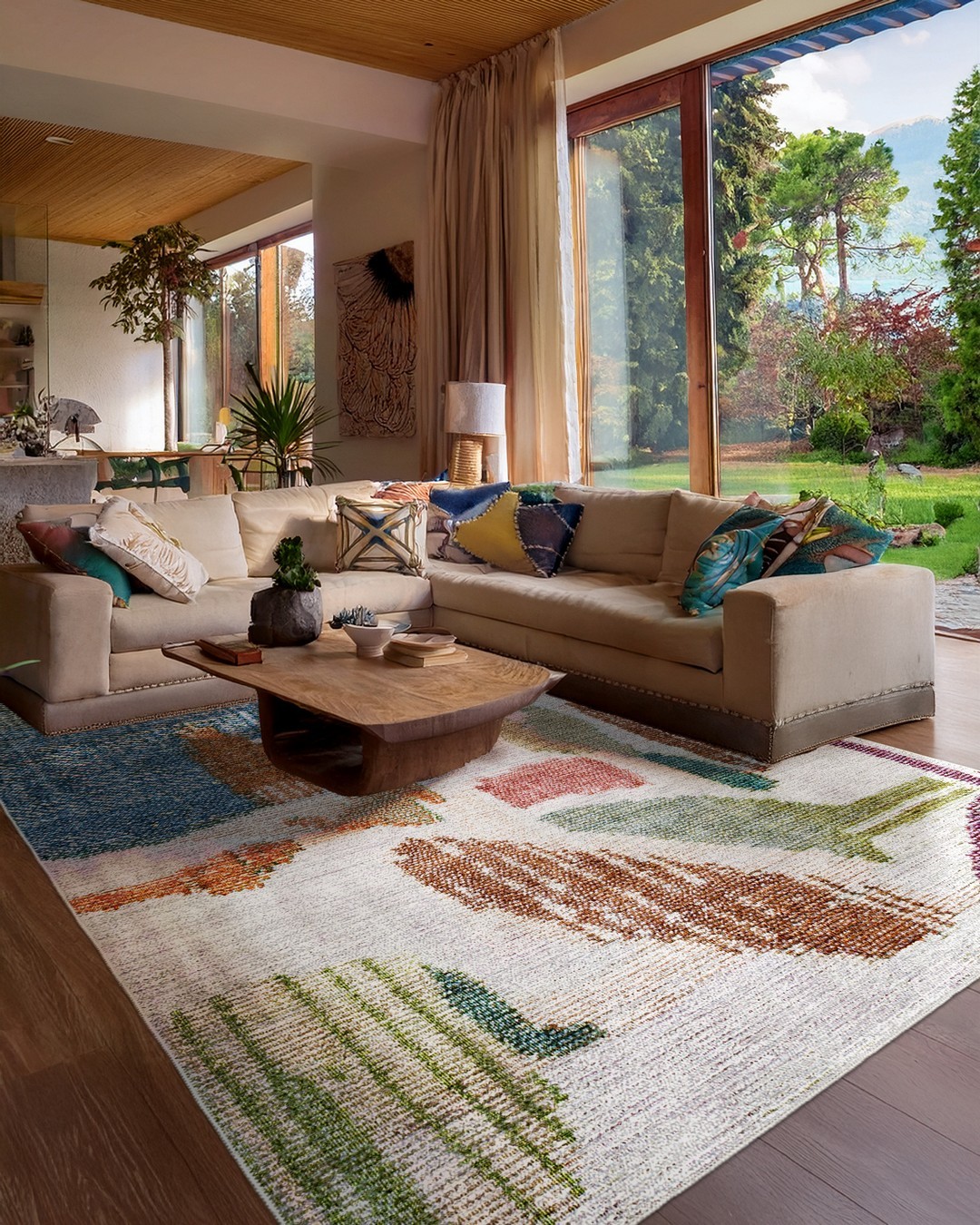 Montis Halı Mores 28035 Dokuma Taban Modern Krem Multi Halı
