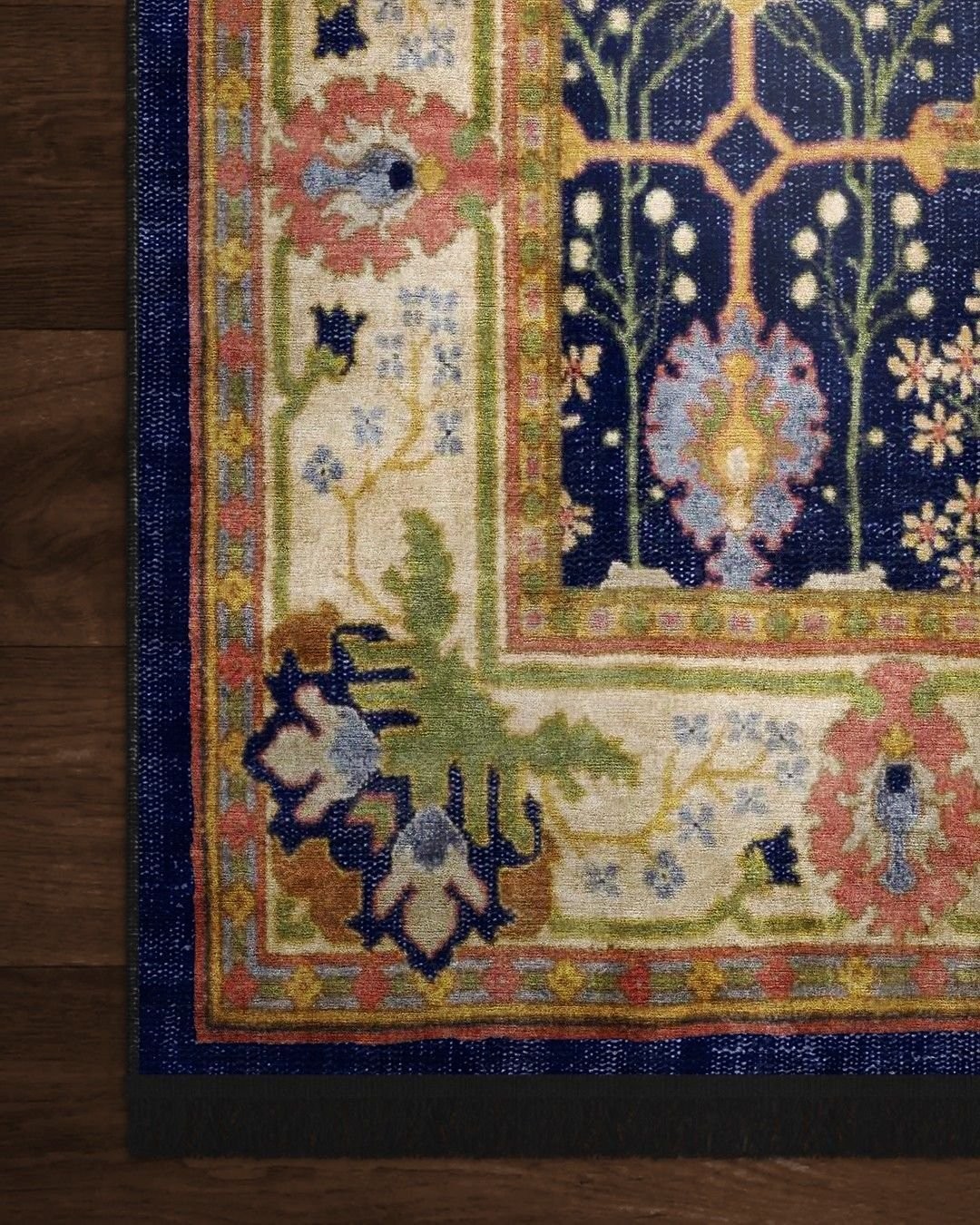 Montis Halı Mirum 711034 Lacivert Parlak Yumuşak Dokuma Taban Renkli Uşak Halısı