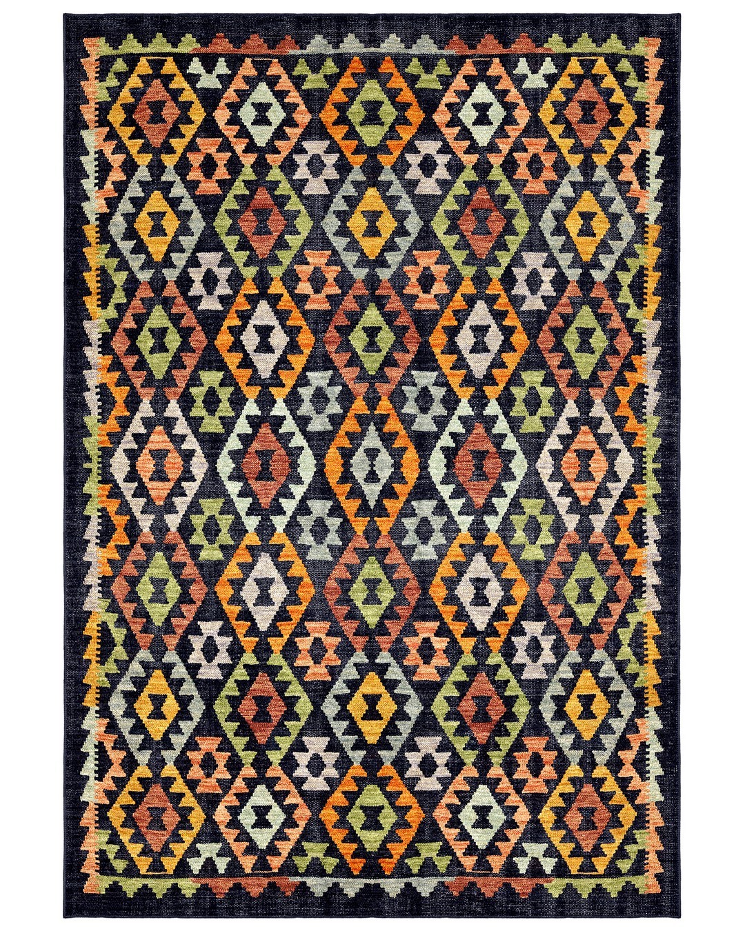 Montis Halı Vivere 35015 Siyah Dokuma Taban Etnik Kilim Halı