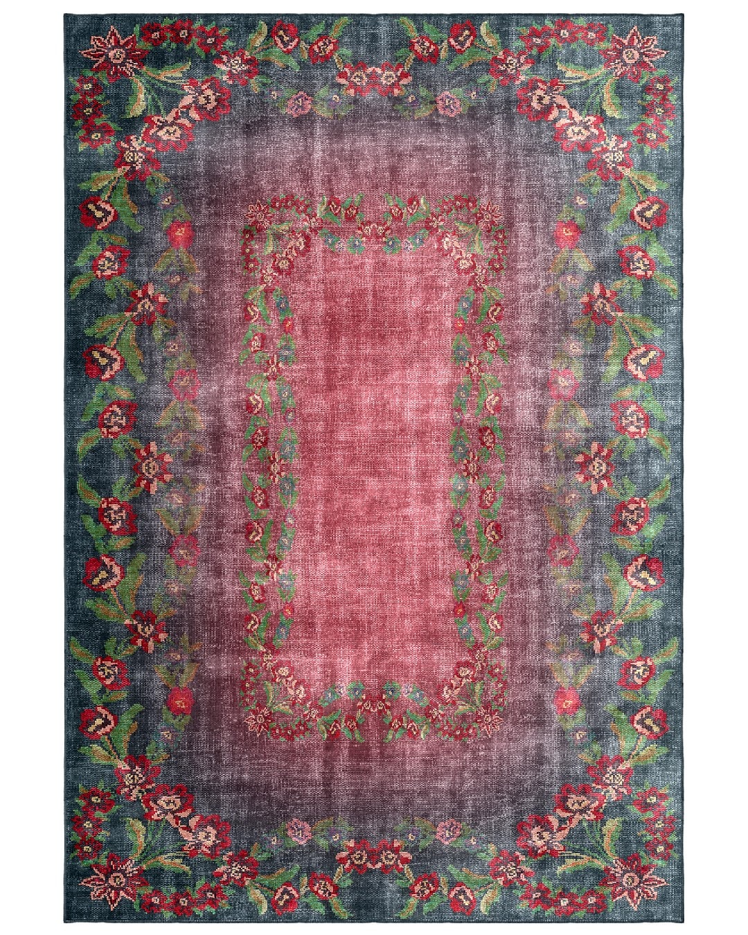 Montis Halı Varia 809001 Pembe Parlak Yumuşak Dokuma Taban Renkli Retro Karabağ Halı
