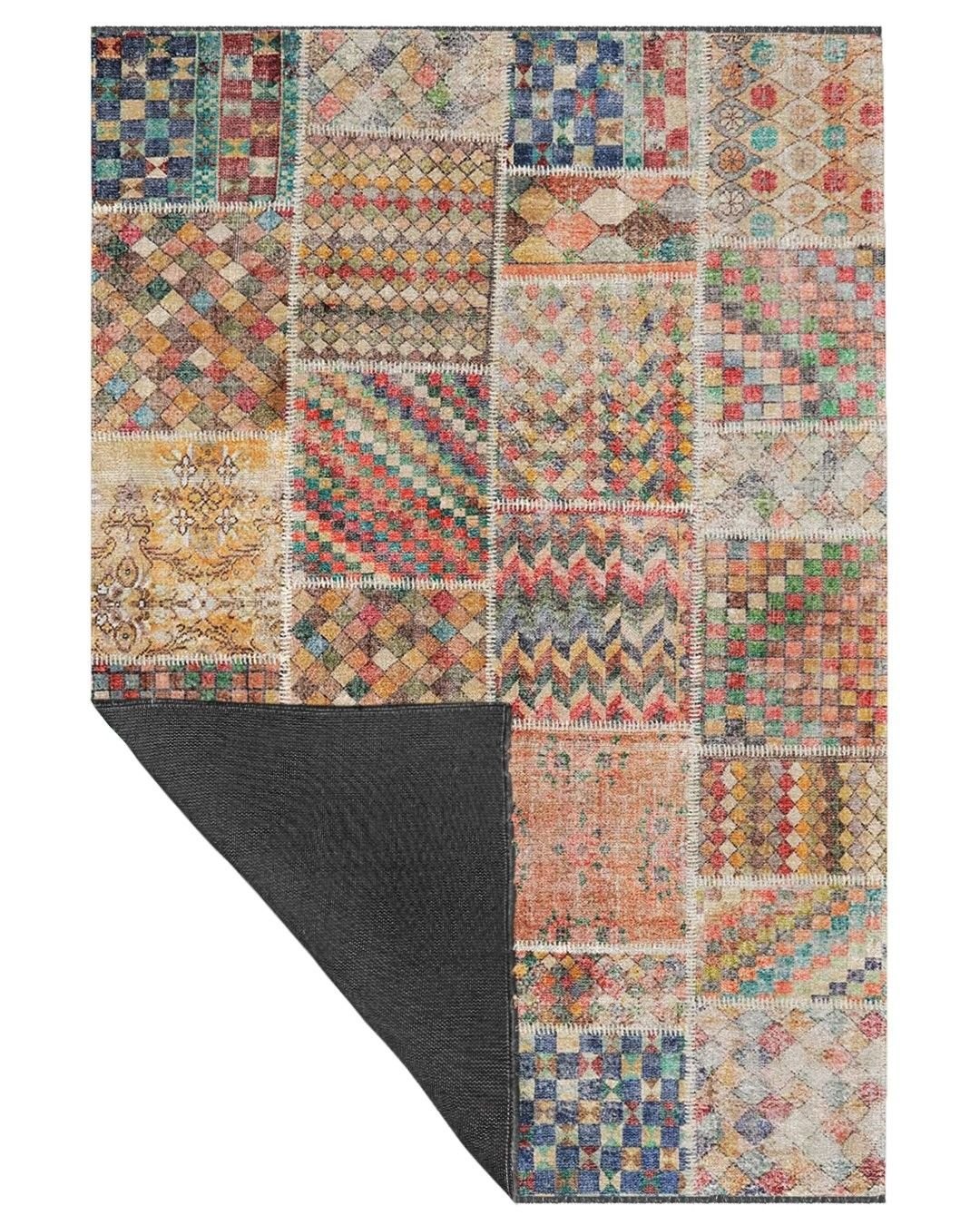 Montis Halı Mensis 27018 Krem Makine Dokuması Renkli Şönil Patchwork Halı