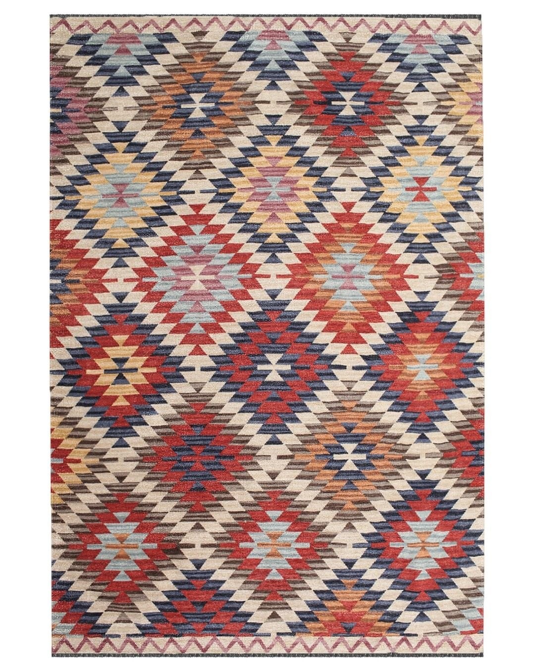 Montis Halı Vivere 35016 Krem Şönil Dokuma Renkli Kilim Desenli Makine Halısı