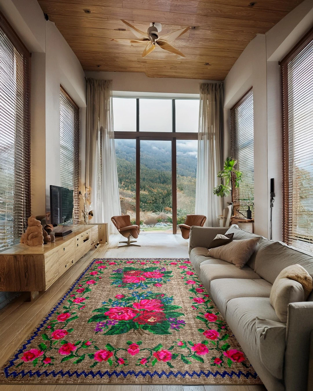 Montis Halı Diem 63003 Kahverengi Renkli Dokuma Taban Karabağ Halı - NUE2286