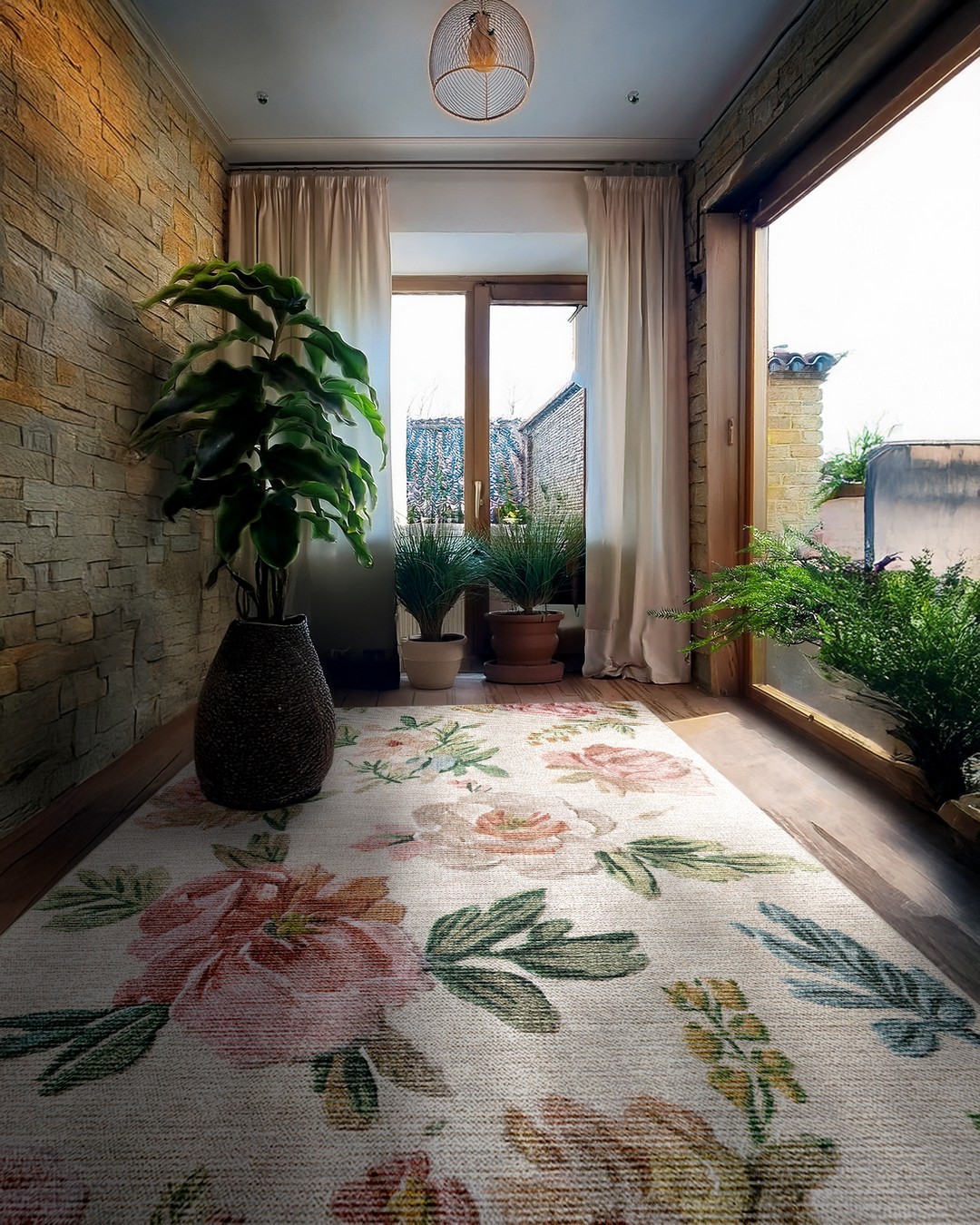 Montis Halı Primus 913005 Krem Çiçekli Kabartmalı Halı