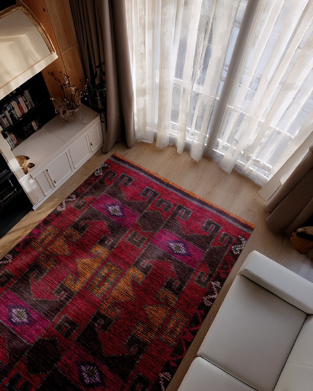 Montis Halı Hordeum 123001 Loop Dokuma Yumuşak Şönil Kırmızı Klasik Halı