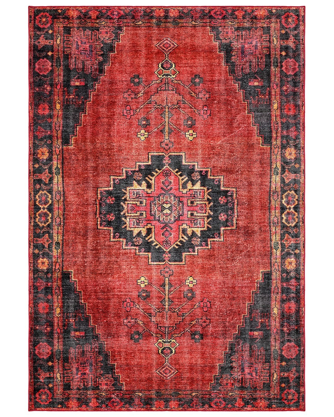 Montis Halı Loci 53015 Kırmızı Dokuma Taban Eskitme Halı
