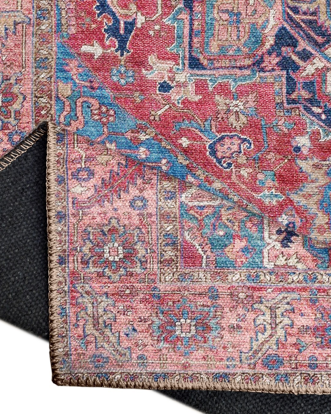 Montis Halı Loci 53003 Mavi Pembe Dokuma Taban Eskitme Halı