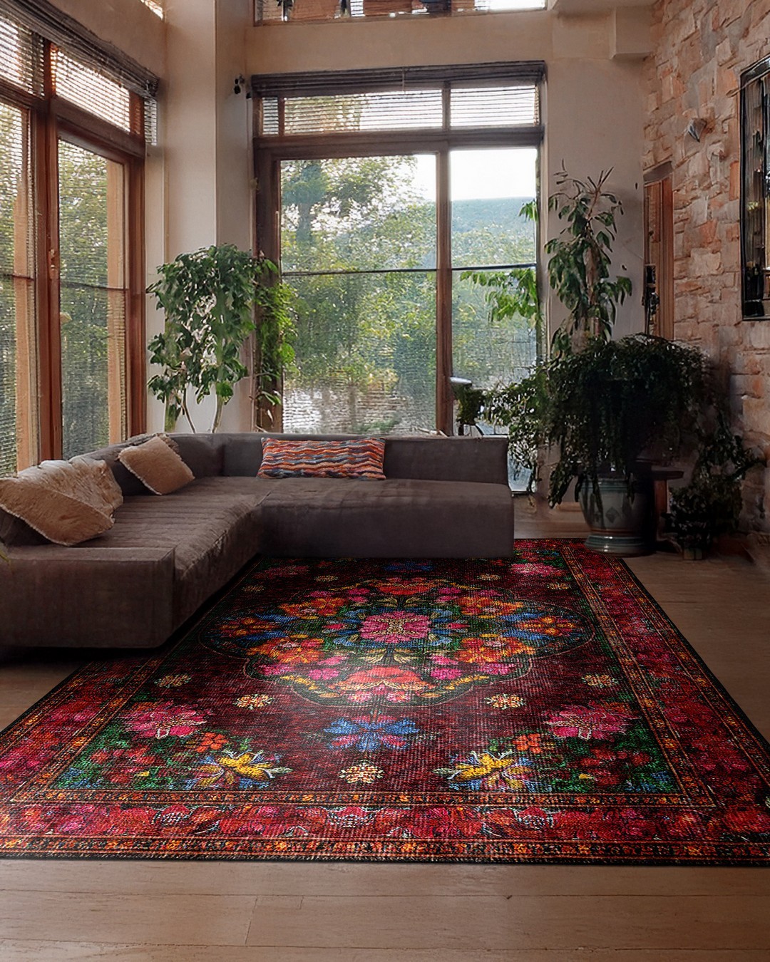 Montis Halı Delocis 26011 Bordo Renkli Dokuma Taban Klasik Halı