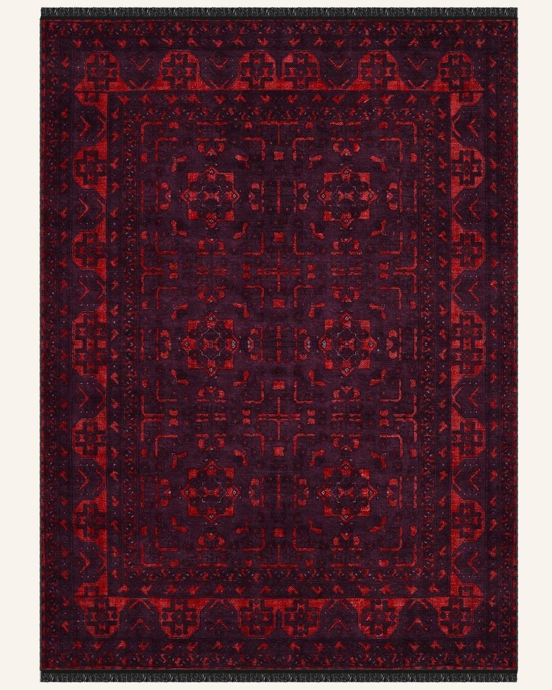 Montis Halı Aurum 454006 Bordo Parlak Yumuşak Dokuma Taban Afgan Halı