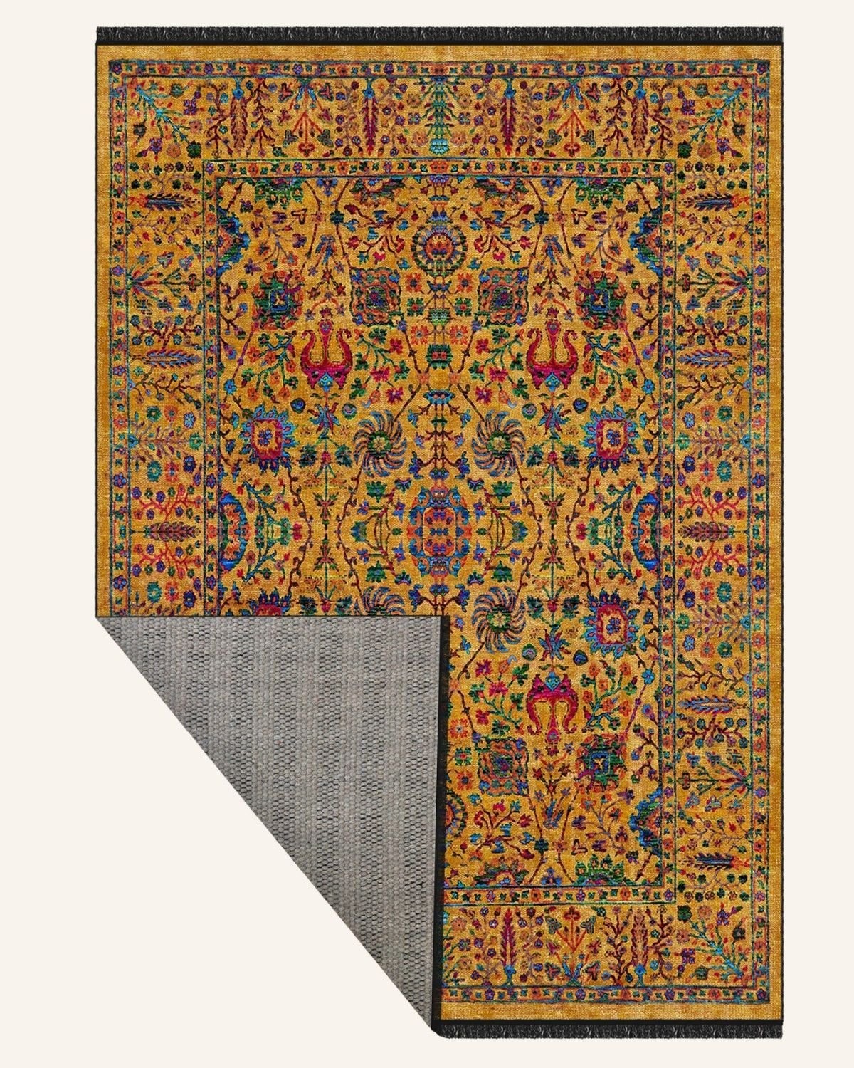 Montis Halı Aurum 454010 Sarı Parlak Yumuşak Dokuma Taban Otantik Halı