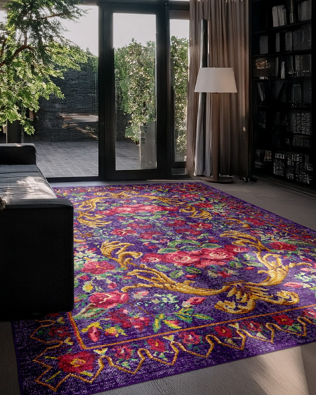 Montis Halı Fides 57004 Çiçekli Mor Dokuma Taban Karabağ Halı