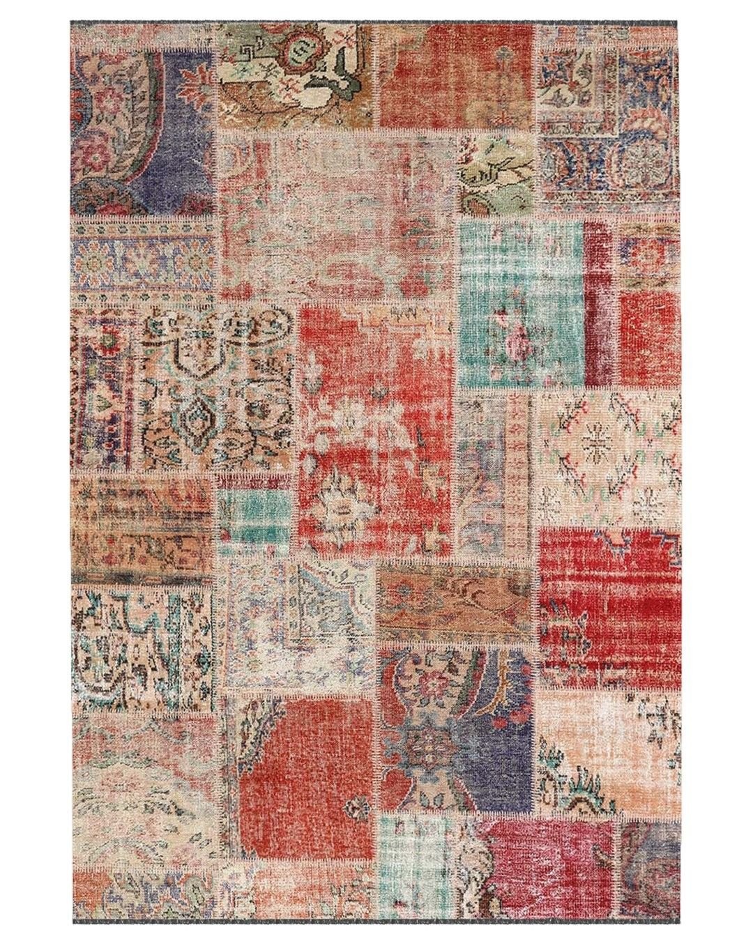 Montis Halı Mensis 27014 Krem Makine Dokuması Renkli Şönil Patchwork Halı