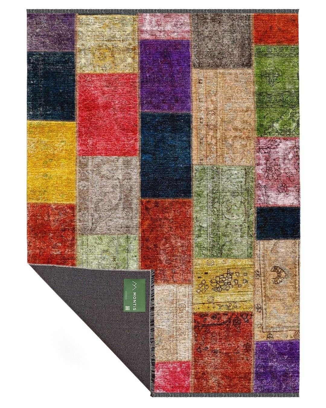 Montis Halı Mensis 27002 Makine Dokuması Renkli Şönil Patchwork Halı